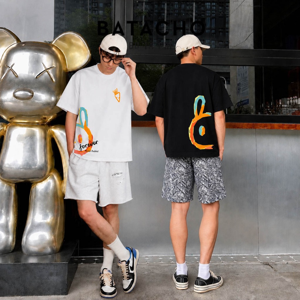 BATACHO style Loose Fit Premium เสื้อยืดแขนสั้นลาย AGILE RABBIT ผ้าคอตตอน 30S ใยคู่หวี 250gsm Premiu