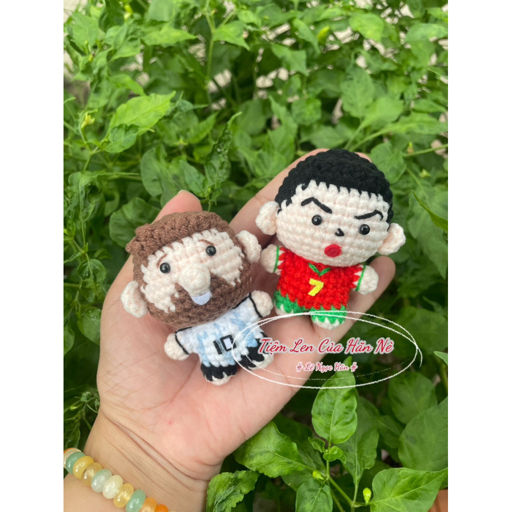พวงกุญแจนาย 7 โรนัลโด้ นาย. 10 Messi Soccer in HandMade Wool