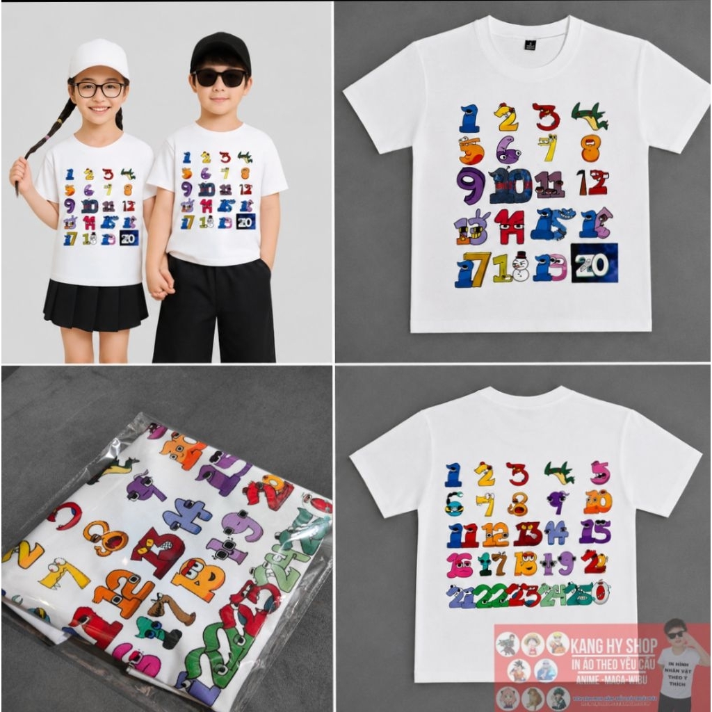 New Number lore 1-20 Alphabet เสื้อยืดพิมพ์ลายสําหรับเด็กชายและเด็กหญิงที่รัก F1020