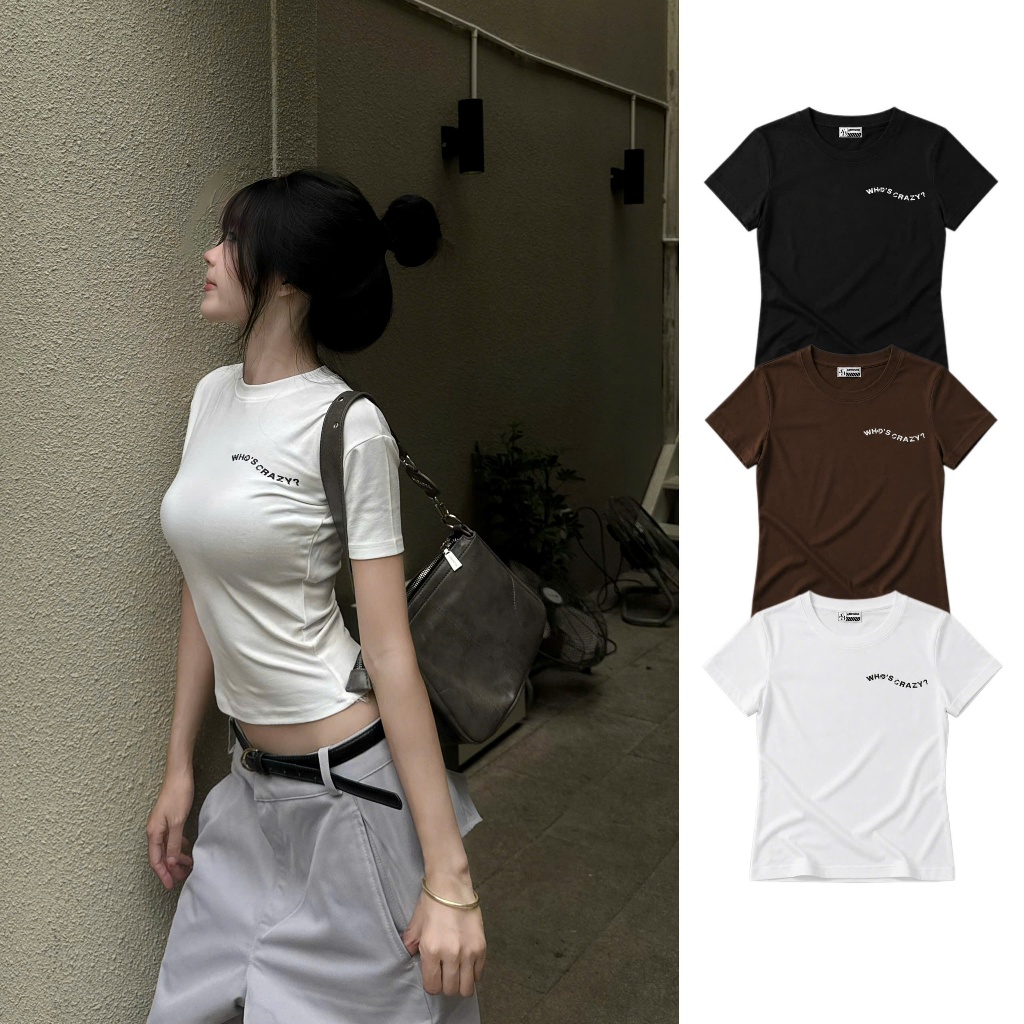 AB HOUSE - เสื้อยืดเข้ารูป CRAZY สําหรับแฟชั่นสตรี