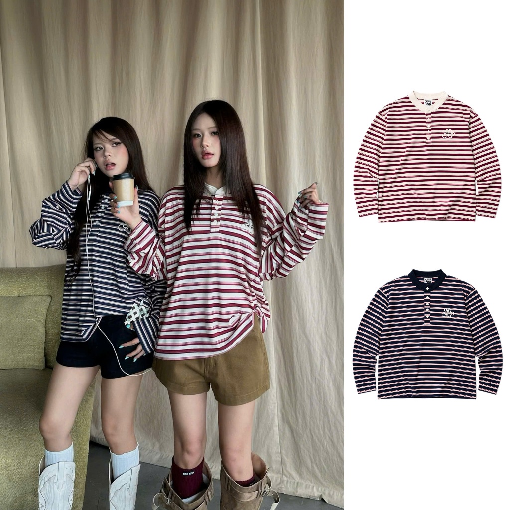 AB HOUSE - เสื้อเชิ้ตแขนยาวลายทาง CLASSIC สําหรับผู้ชายและผู้หญิง