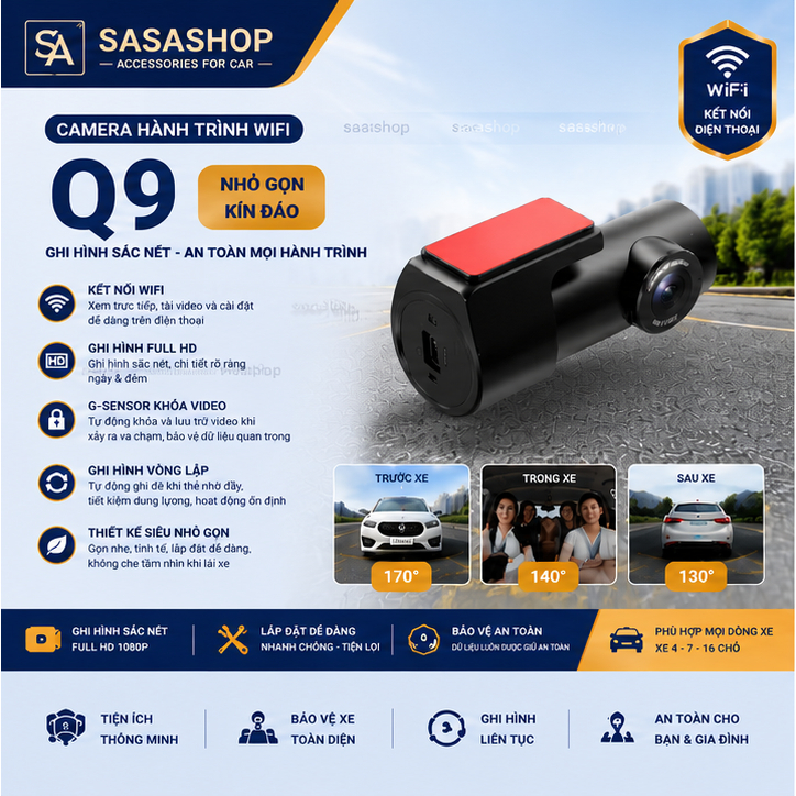 Q9pro dash cam - ดูผ่านโทรศัพท์ - NiceDVR App - ดูง่าย - การติดตั้งที่รวดเร็ว
