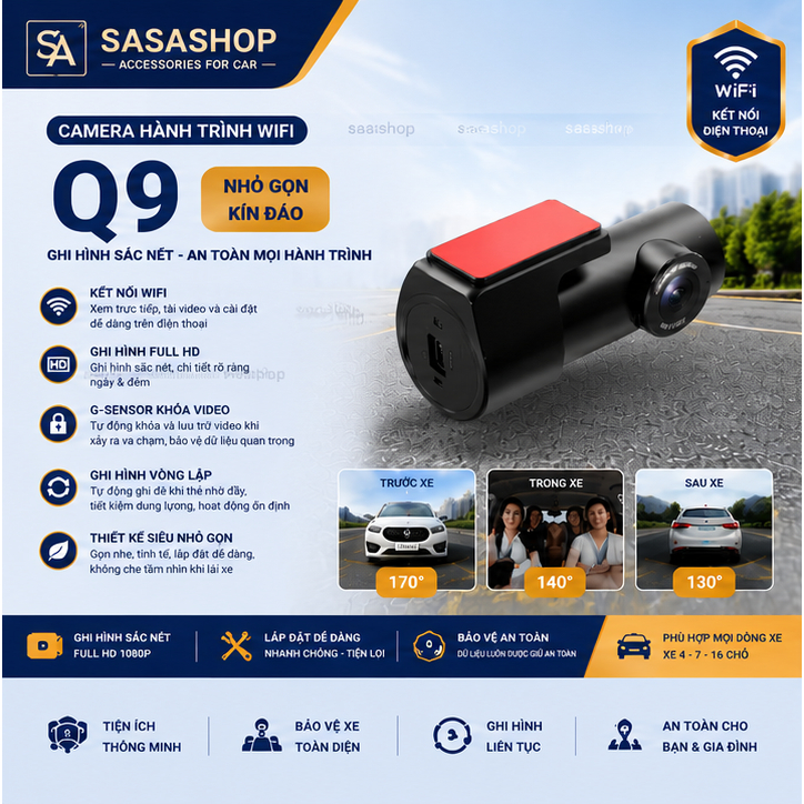Q9pro dash cam - ดูผ่านโทรศัพท์ - NiceDVR App - ดูง่าย - การติดตั้งที่รวดเร็ว