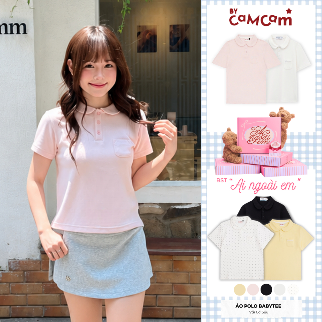 [IM OUTER] เสื้อโปโล Babytee Basic Bycamcam สําหรับผู้หญิงผ้าฝ้ายจระเข้ผ้าโลโก้ปักกระเป๋าหน้าอก APN007