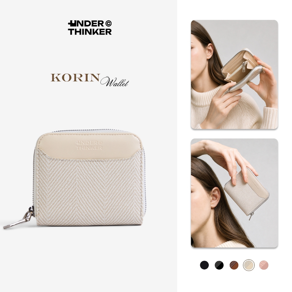 กระเป๋าสตางค์หนัง PU KORIN ช่องใส่การ์ดขนาดกะทัดรัดพร้อมช่องใส่ของสไตล์ที่ละเอียดอ่อนมากมายสำหรับผู้ชายและผู้หญิง | UNDER THINKER
