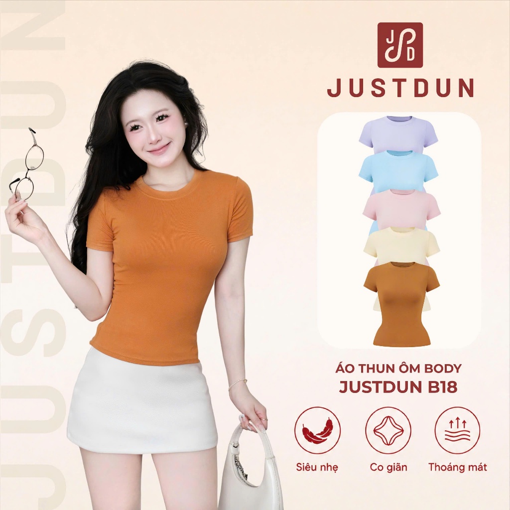 แค่ดัน ข18 เสื้อยืดรัดรูปผ้าคอตตอนยืด - โทนสีพาสเทล
