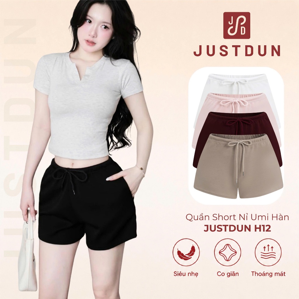 Umi กางเกงขาสั้นผ้าฟลีซเกาหลี Smooth and Cool Summer Basic หลากสี JUSTDUN - H12