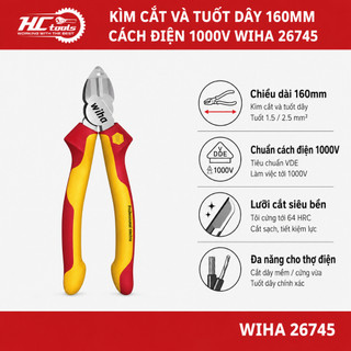 Wiha 26745 I HCLTOOLS คีมตัดและปอกสายไฟหุ้มฉนวน 160 มม.