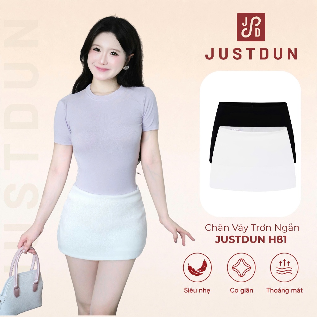 [NON-ruffled FABRIC] Slim A-Line กระโปรงสั้นธรรมดาทําจากผ้ายืด,แบน,นุ่ม 2-Skin Felt JUSTDUN H81