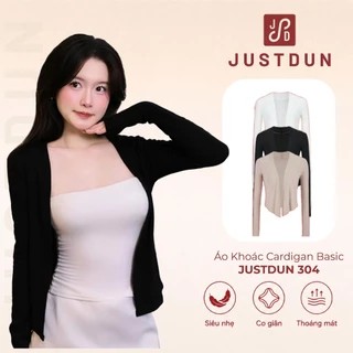 JUSTDUN 304 เสื้อคาร์ดิแกนผู้หญิงตัวยาว ผ้าคอตตอนเนื้อเรียบ นุ่ม สวมใส่สบาย