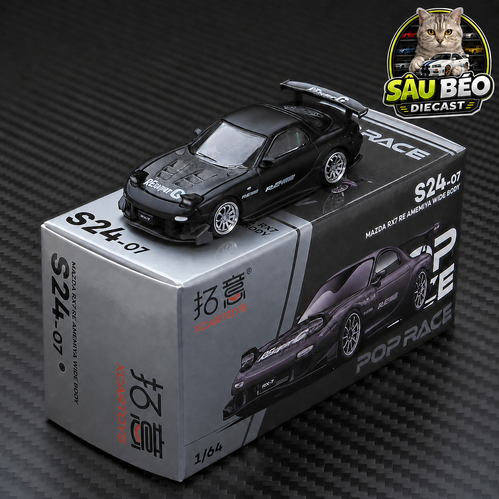 1/64 Poprace Mazda RX7 widebody สีดํา CAR MODEL – ของแท้