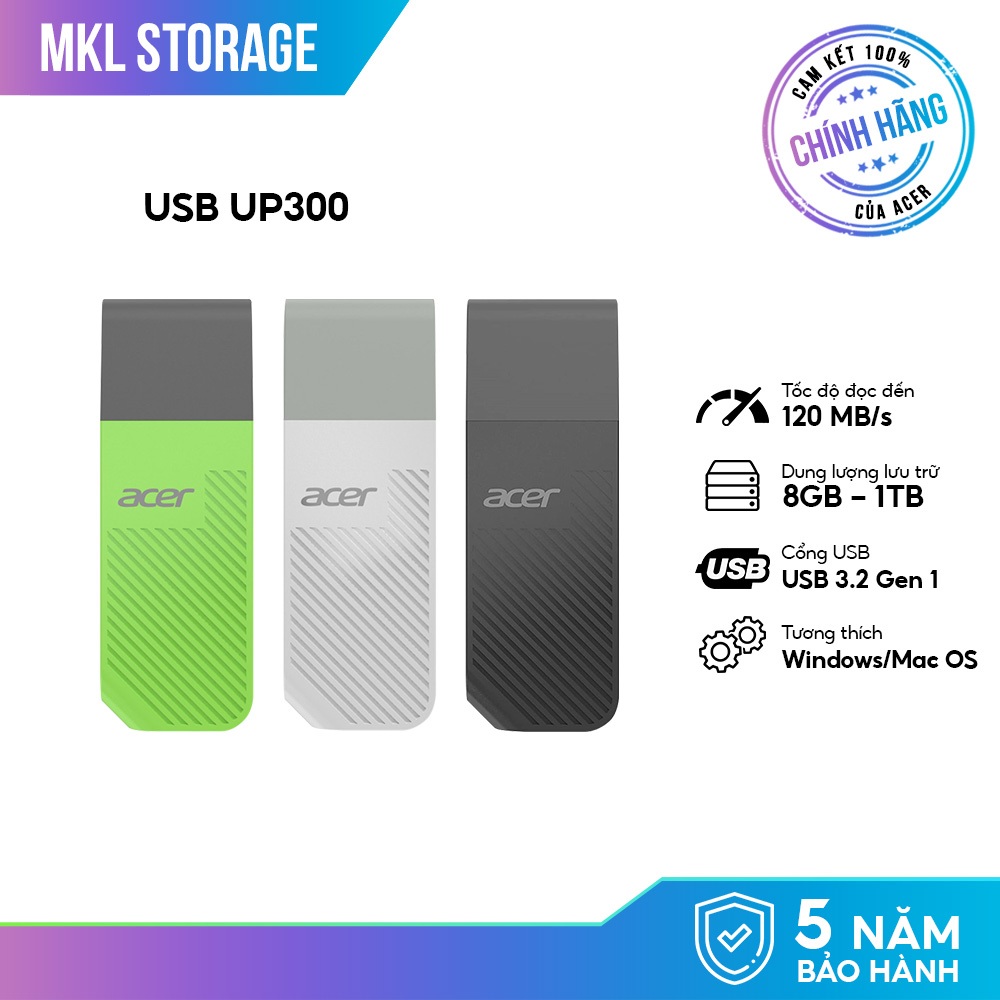USB 3.2 Gen1 Acer UP300 128GB|256GB|512GB Upto 120 MB/s อ่านความเร็ว - 1 INNOVATION 1