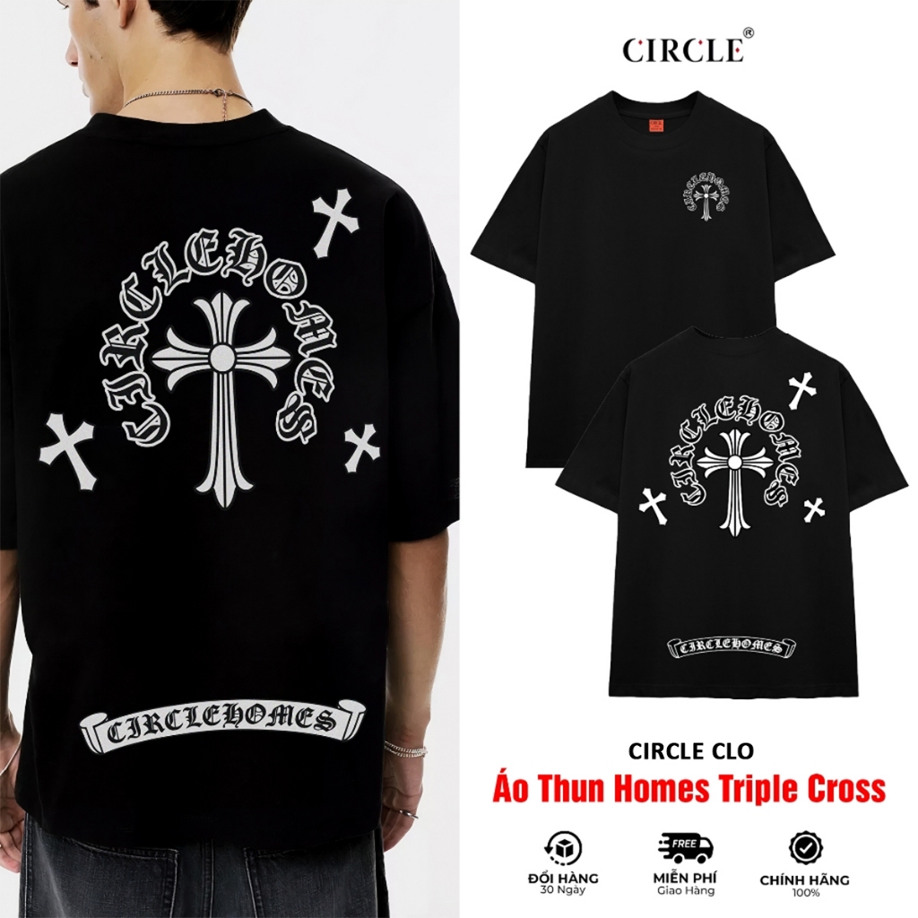 Homes Triple Cross Circle Homes เสื้อยืดผ้าฝ้ายคุณภาพสูง Unisex - CIRCLE CLO