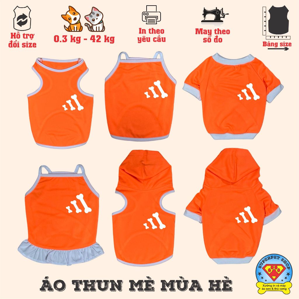 เสื้อสุนัขและแมวฤดูร้อน - ADI BONE LOGO - ORANGE - Superpet Shop
