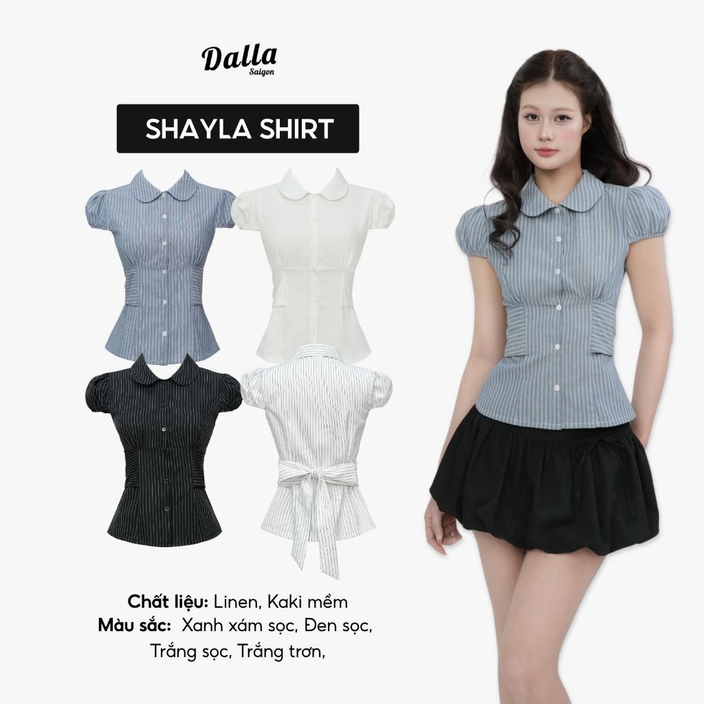 DALLA เสื้อคอกลมแขนสั้นผูกเอว (SM49) HOT!