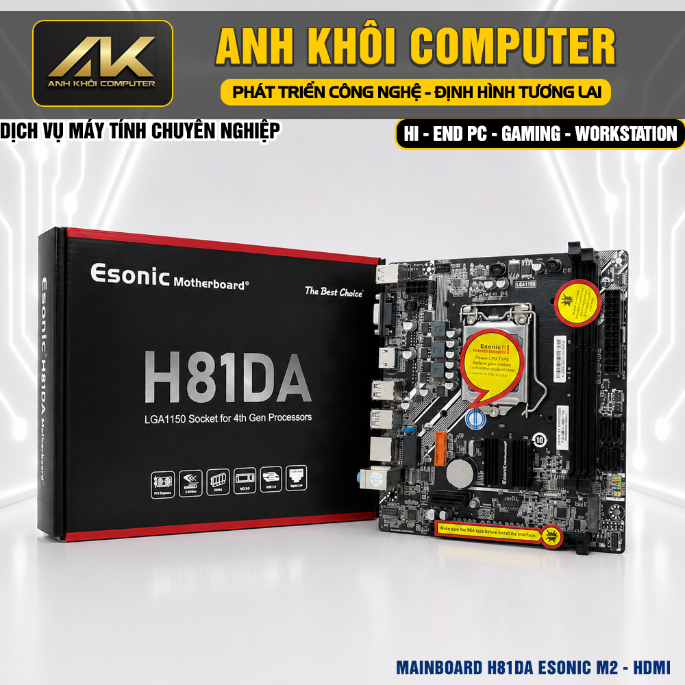 เมนบอร์ด Esonic H81DA DDR3 ซ็อกเก็ต 1150 รองรับ Intel Core i3 i5 i7 Gen 4