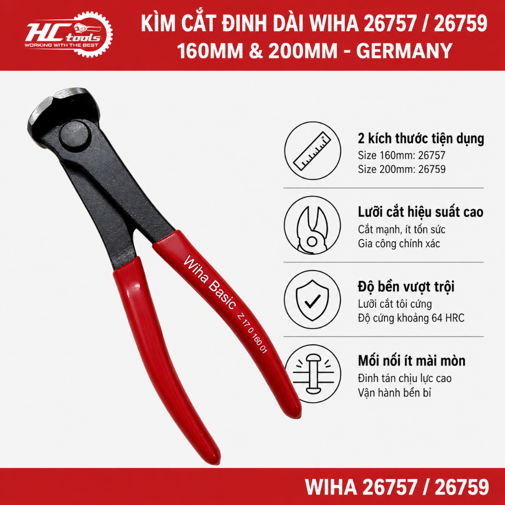 คีมตัดเล็บ ยาว 160 มม. และ 200 มม. ยี่ห้อ Wiha Germany 265757, 2759 I HCTOOLS