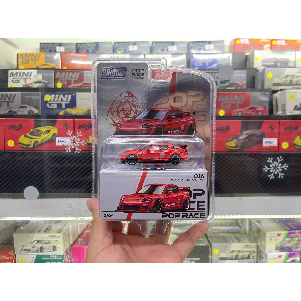 Mazda RX-8 RE-AMEMIYA รถรุ่น สเกล 1:64 Pop Race การ์ดรุ่น PRE016