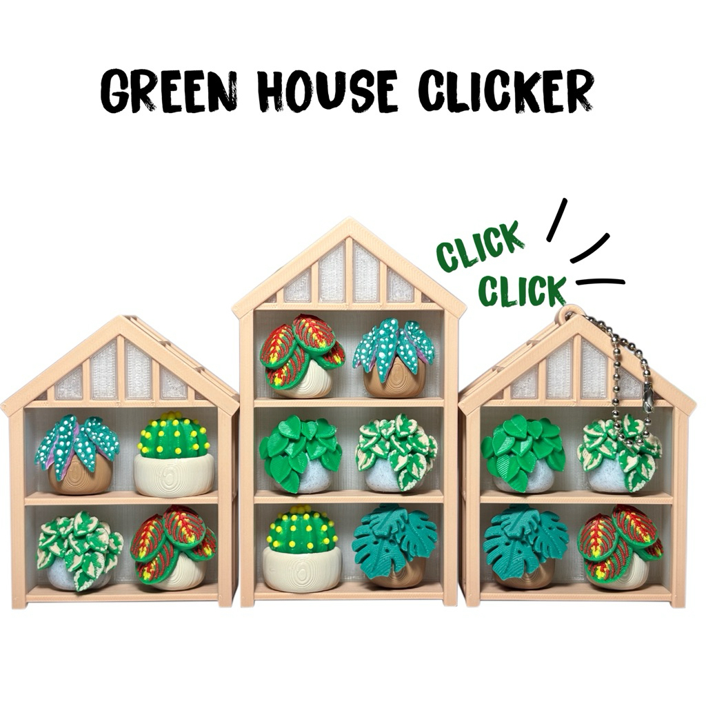 DECOR MODEL/ 3D PRINTED CLICKER GREENHOUSE KEYCHAIN
