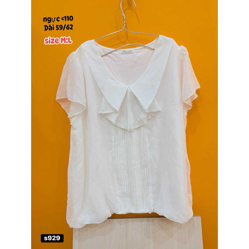 เสื้อชีฟองสีขาวเนื้อนุ่มมากมีซับในยางยืด ไซส์ M/LS929