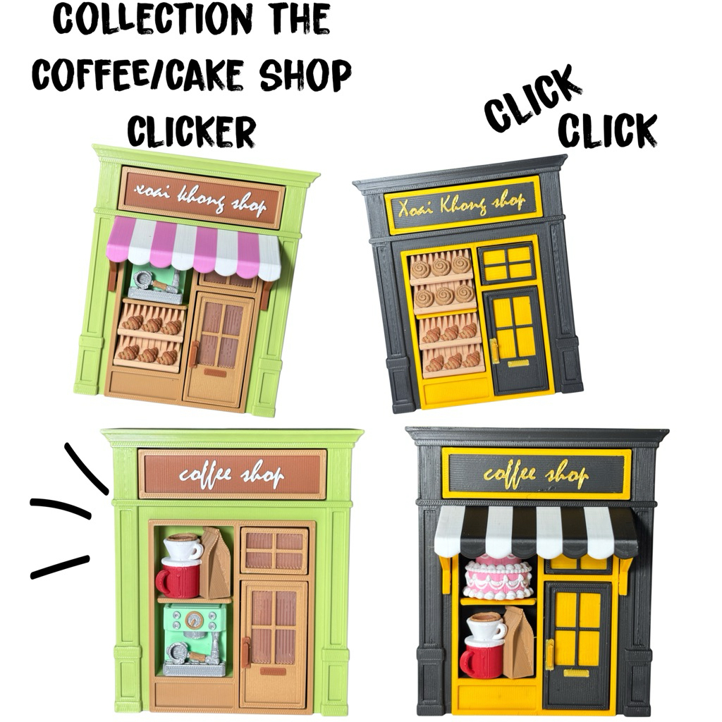 รุ่น Deco (พร้อมพวงกุญแจ) สุดน่ารัก 3D พิมพ์ mini clicker cafe/cake shop collection