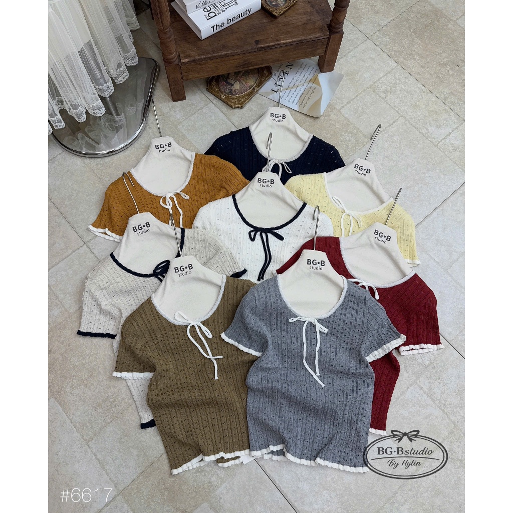 สเวตเตอร์ Mtg มีแขนและคอผูกโบว์ 6617 สินค้า QC ฟรีไซส์