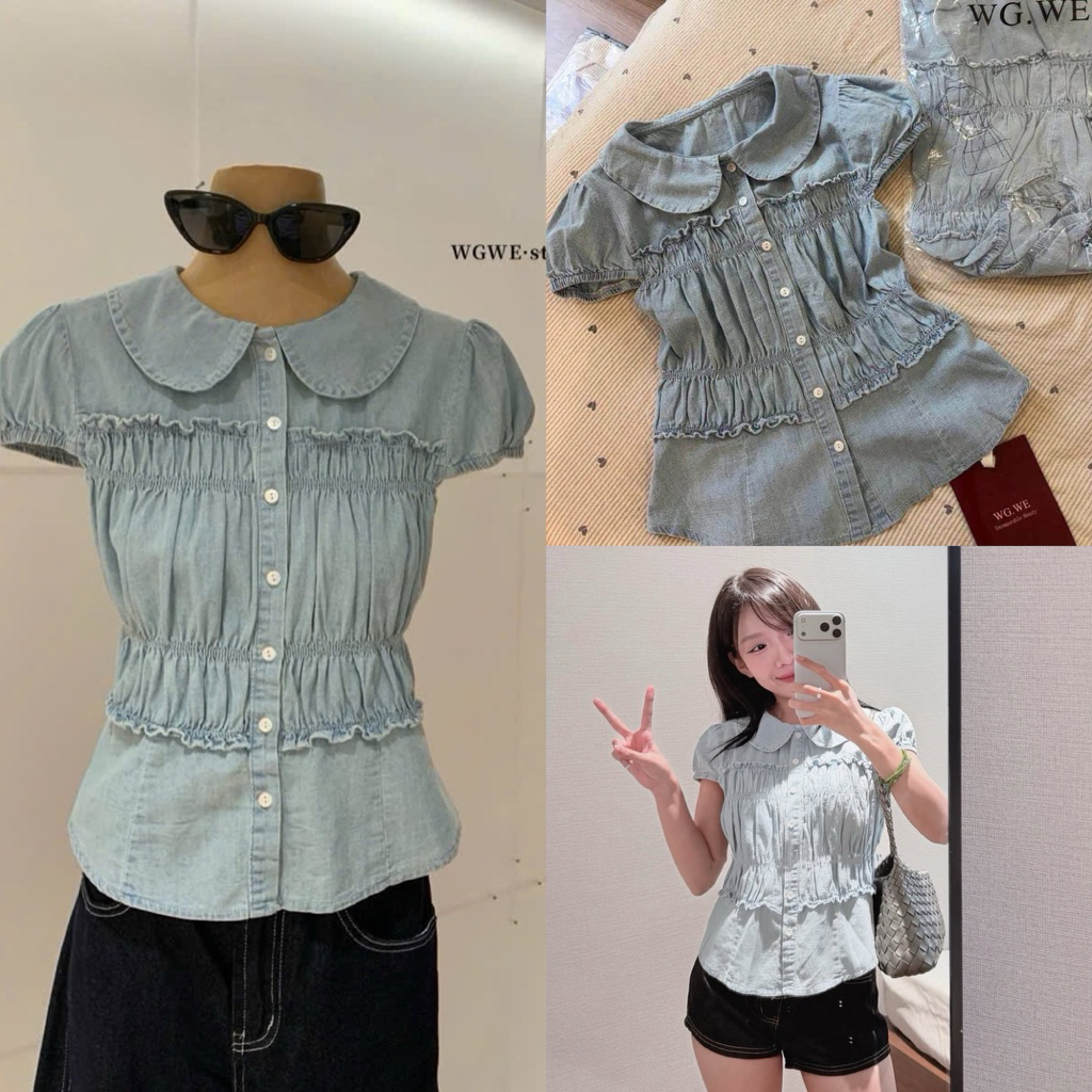 WGWE 9952 เสื้อคาวบอยแบบนุ่มสไตล์เกาหลี WGWE เสื้อสวย