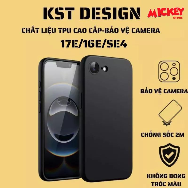 KST Design เคส TPU สีดําสําหรับป้องกันกล้อง iPhone 17E/16E/SE4 - เคสสีดําสําหรับ iPhone 17E/16E/SE4