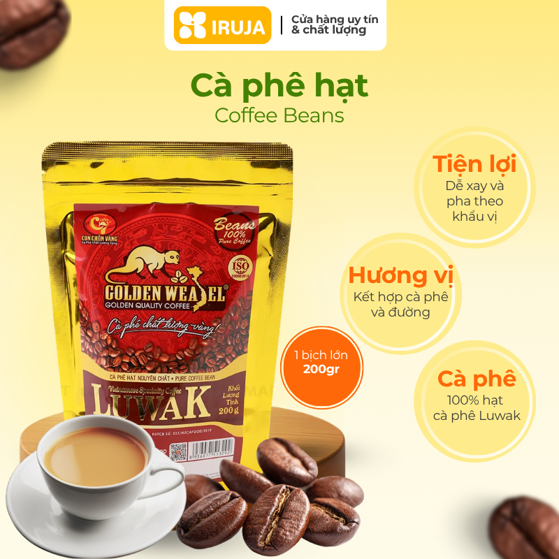 [IRUJA VIETNAM] BEAN COFFEE LUWAK GOLDEN WEASEL C7 200G
