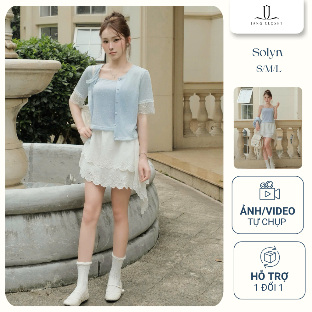 [JANG CLOSET] กระโปรงลูกไม้ 2 ชั้น น่ารัก วัตถุดิบคุณภาพสูง สําหรับออกนอกบ้าน Solyn by Jang closet