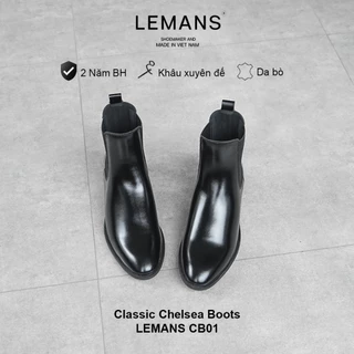 Chelsea Boots Classic LEMANS CB01 รองเท้าหนังวัวพร้อมพื้นรองเท้าส้นสูง 5 ซม. LEMANS พิเศษส้นสูง 18 ซม. 24 เดือน