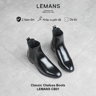 Chelsea Boots Classic LEMANS CB01 รองเท้าหนังวัวพร้อมพื้นรองเท้าส้นสูง 5 ซม. LEMANS พิเศษส้นสูง 18 ซม. 24 เดือน