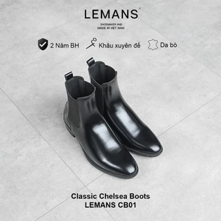 Chelsea Boots Classic LEMANS CB01 รองเท้าหนังวัวพร้อมพื้นรองเท้าส้นสูง 5 ซม. LEMANS พิเศษส้นสูง 18 ซม. 24 เดือน