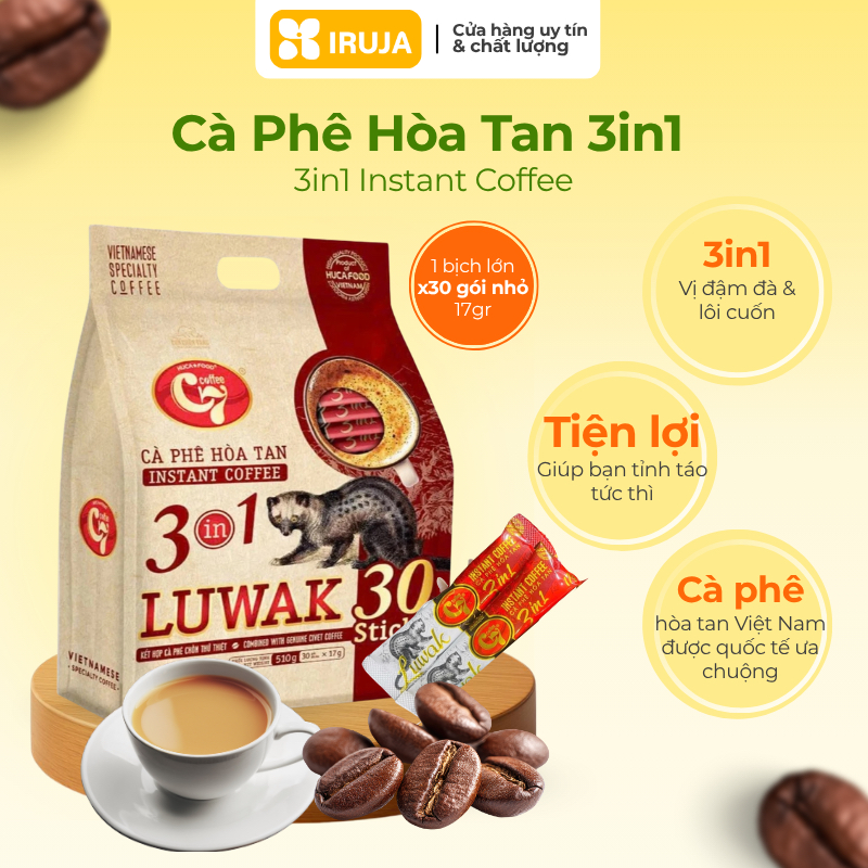 [IRUJA VIETNAM] INSTANT COFFEE 3-IN-1 LUWAK GOLDEN WEASEL C7 30 SACHETS X 17G (510G)