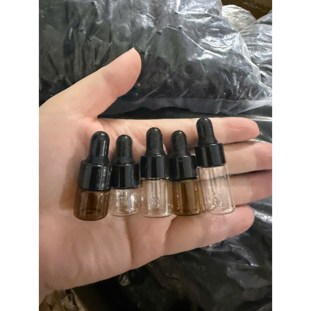 COMBO 100 THIN GLASS DROP BOTTLES 1ML-2ML-3ML-SENTIAL OIL BOTTLES