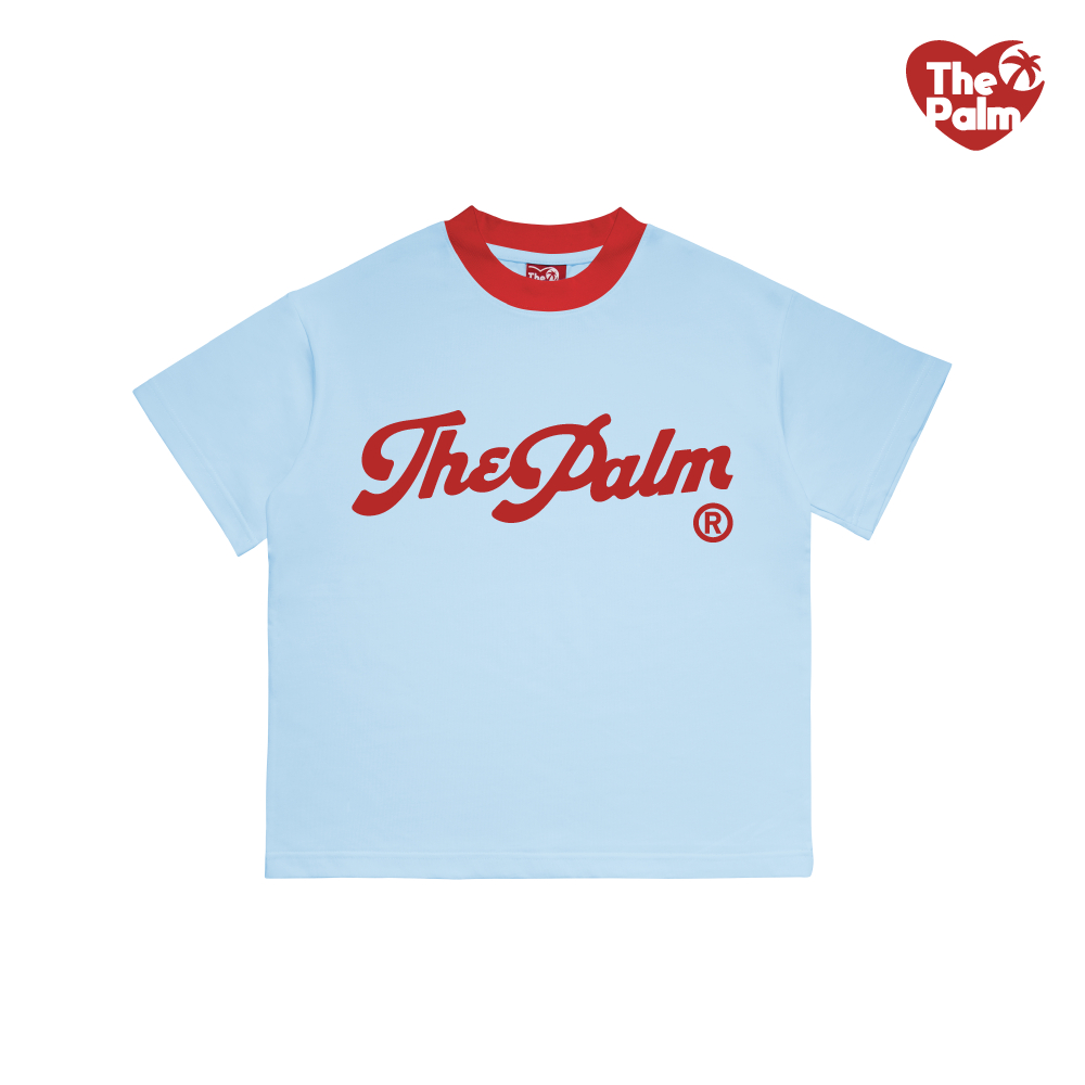 ThePalm sinko Official - เสื้อยืดฤดูร้อนสีฟ้าสีแดง/สีน้ําตาลสีฟ้า "COLOR BLOCK" UNISEX ผู้ชายและผู้หญิง