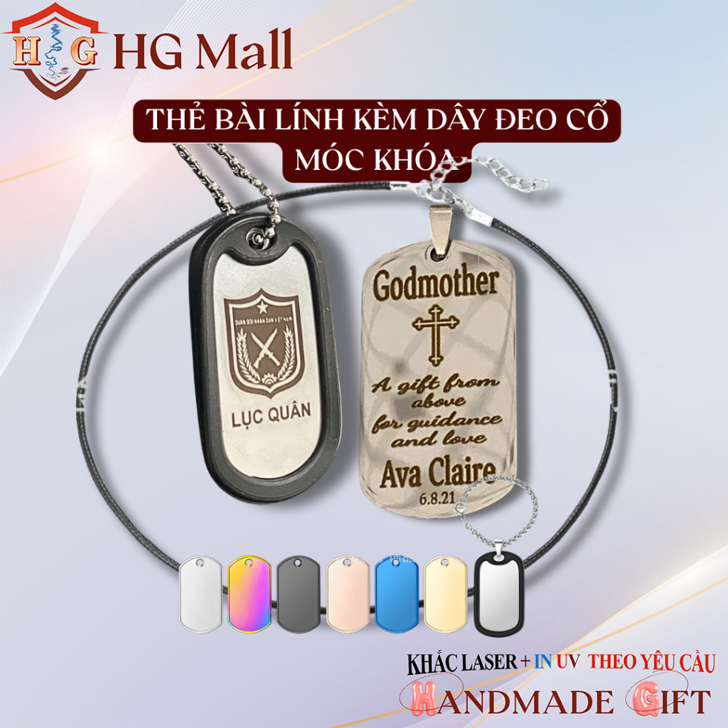 Dogtag แกะสลักทหารบน Demand, สร้อยคอ Dogtag แกะสลักด้วยเลเซอร์ห้าง HG, พวงกุญแจ, การ์ดทหารแกะสลักแบบ