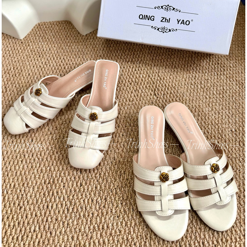 QC LEATHER TEA SLIPPERS และรองเท้าแตะ