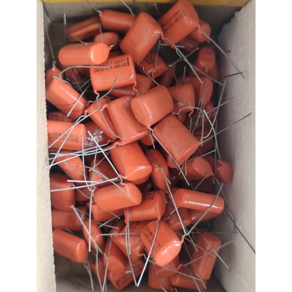 Spraggue orrange drop capacitor 0.22uf/400v สําหรับโคมไฟ (1 คู่)
