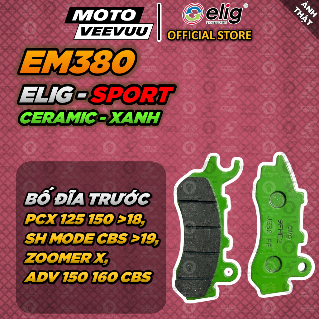[MTVV] ELIG SPORTS CERAMIC EM380 ผ้าดิสก์เบรกสําหรับ PCX 125 150 >18 SH โหมด CBS >19 Zoomer X ADV CB