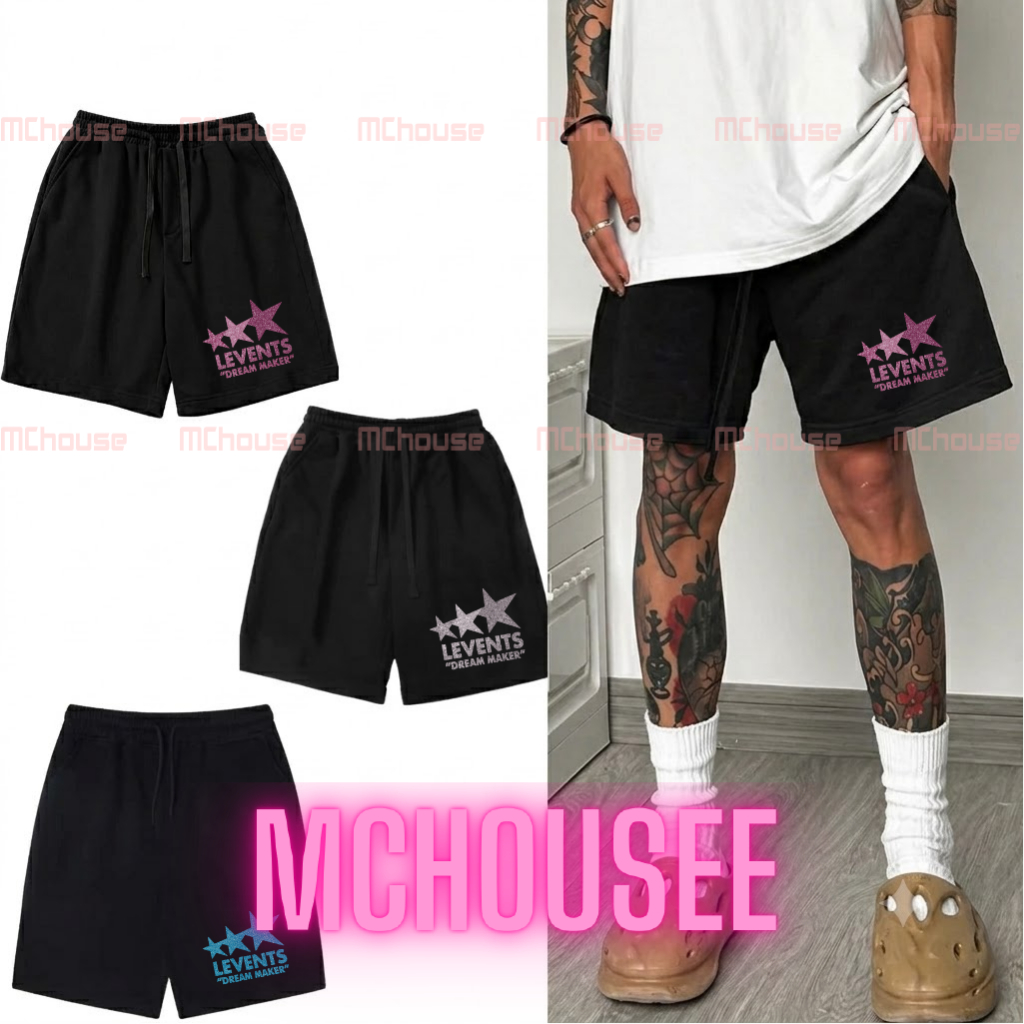 LEVENT Glitter Thongs สําหรับผู้ชายและผู้หญิง MCHOUSE streetwear ทําจากผ้าฝ้ายไม่ระบาย 100%