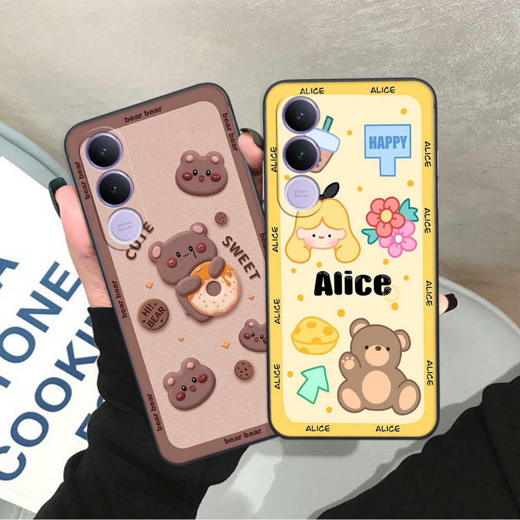 เคสสําหรับ Vivo V70 FE 5G พิมพ์ลาย Brown - Pink Bear, Be@rick Bear, CUTEสุดๆ, CUTE