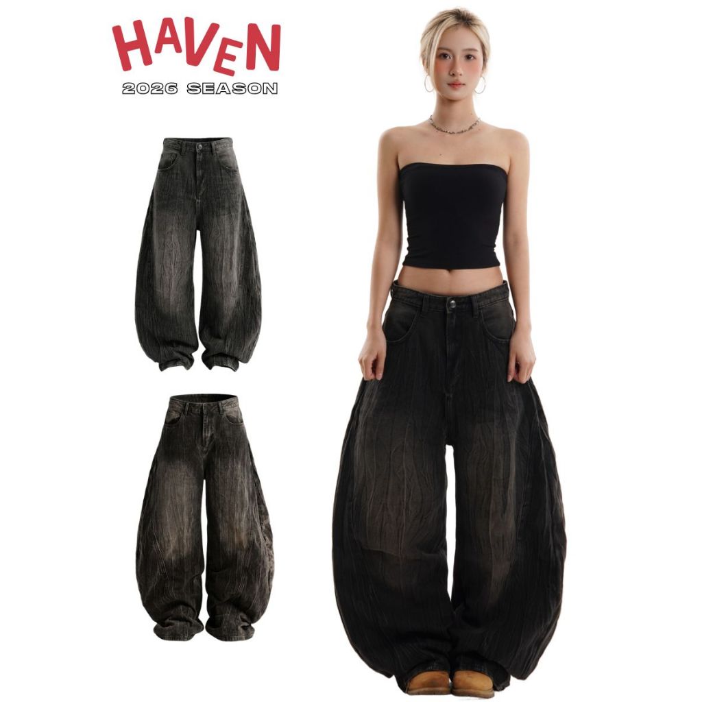 LIMITED Haven Studio กางเกงรัดรูปทรงหลวม