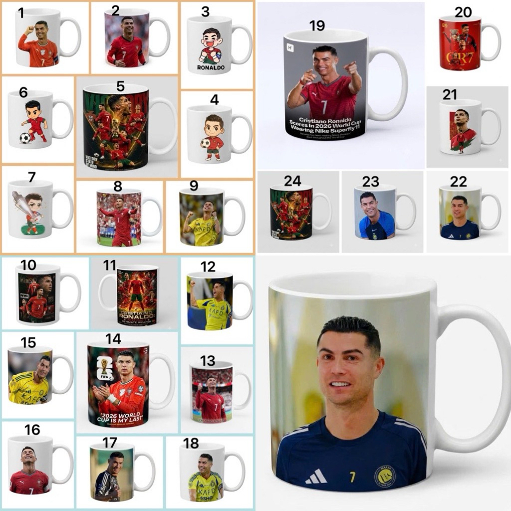 ถ้วยเซรามิค Ronaldo Cr7 / ถ้วยเซรามิก CR7 / ถ้วยนักฟุตบอล Ronaldo / Cr7 ดื่ม Ronaldo