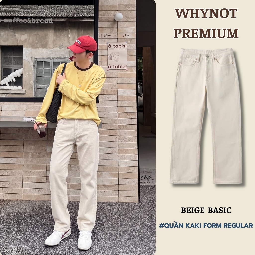 ผู้ชาย BEIGE BASIC KAKI JEANS - WHYNOT PREMIUM - REGULAR KAKI PANTS BEIGE