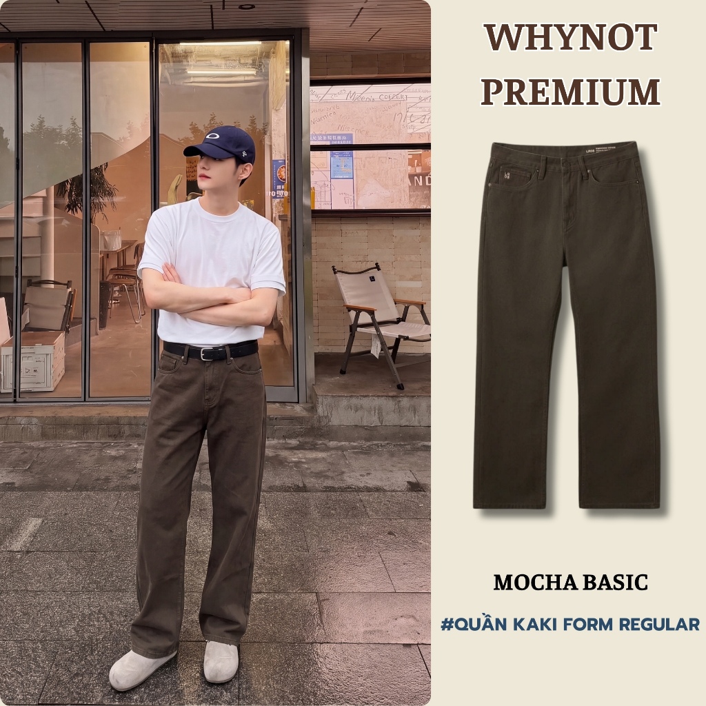 ผู้ชาย BROWN BASIC KAKI JEANS - WHYNOT PREMIUM - BROWN REGULAR KAKI PANTS