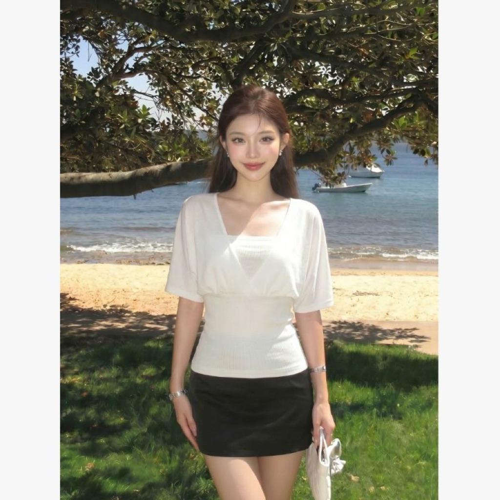 Talie - เสื้อยืดคอเต่าแขนค้างคาวปีกเอว_A34