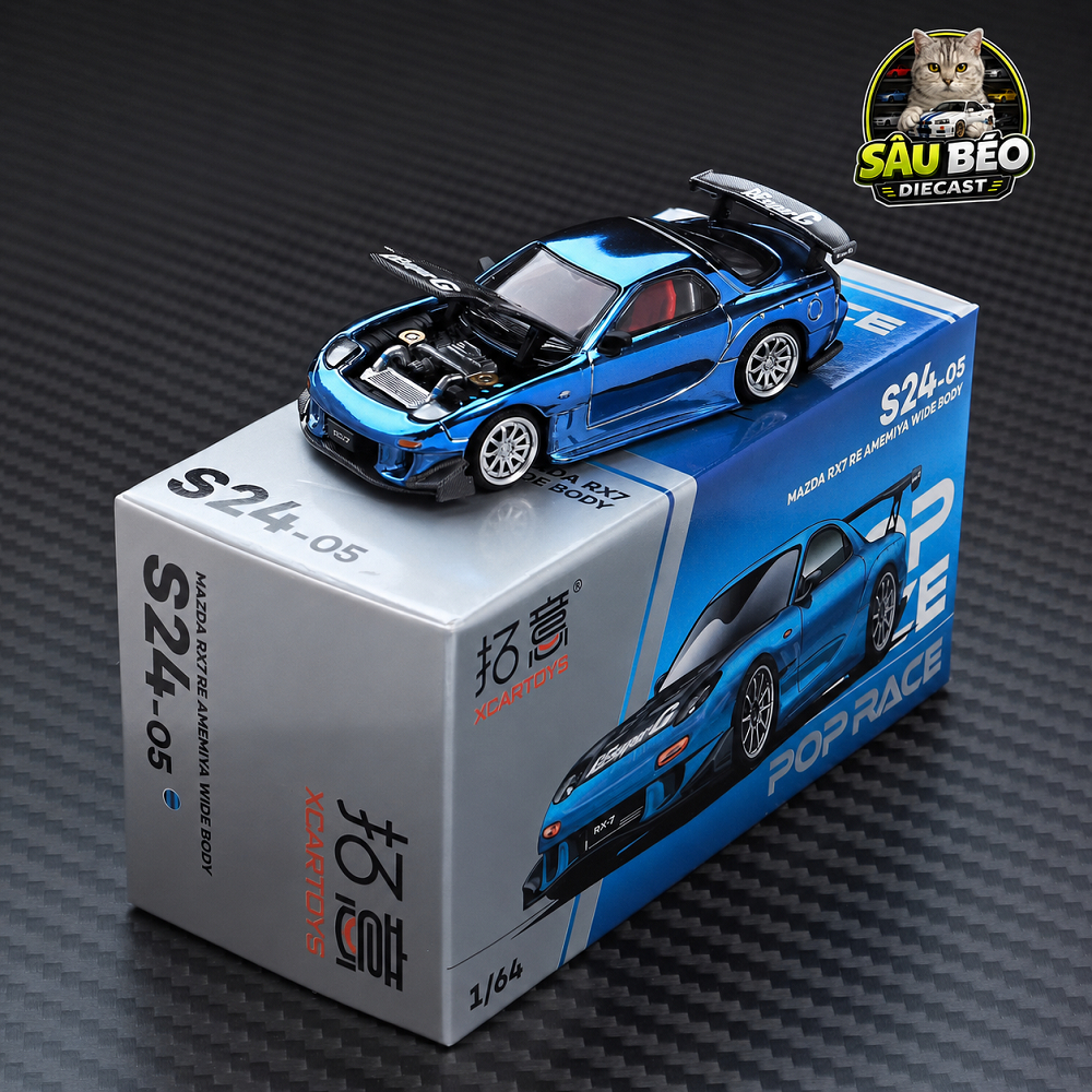 โมเดลรถแท้ Poprace Mazda Rx7 Wide Body 1/64