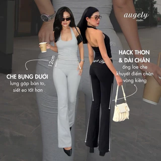 Augety Studio Flared Leggings Low-Rise Long Fold-Waist EVELYN Leggings