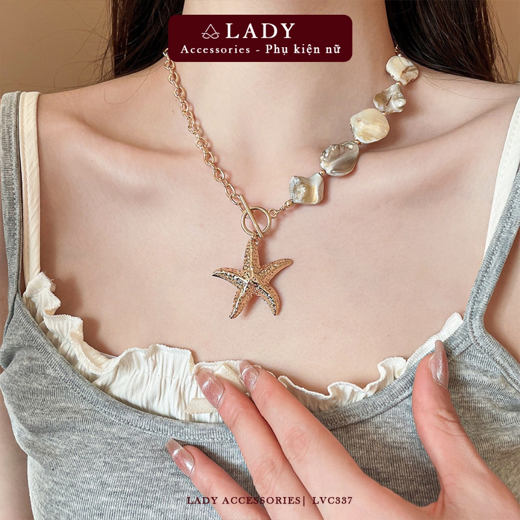 Lady Accessories สร้อยคอปลาดาวพร้อมโซ่ สร้อยคอโชคเกอร์โบฮีเมียน เครื่องประดับชายหาด LVC337
